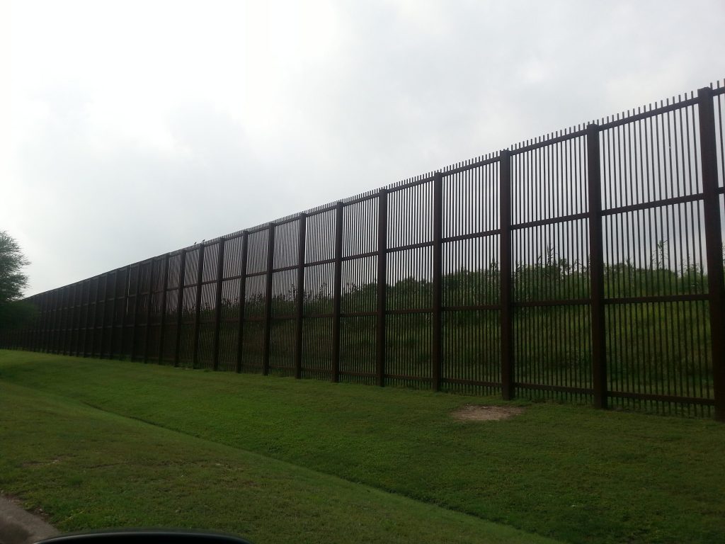 Part of the border fence separating the US from Mexico